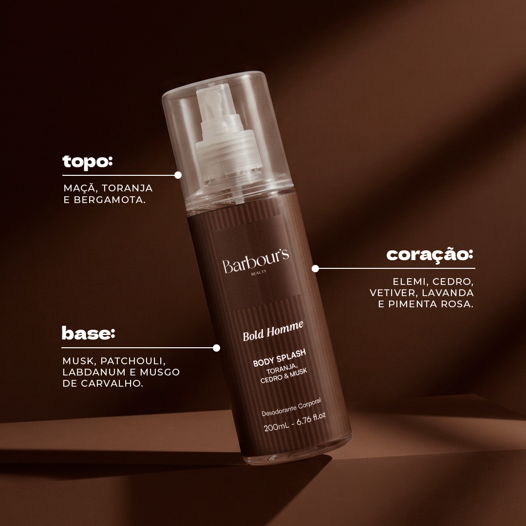 Kit 2 Body Splash Desodorante Colônia 200ml - Bold Homme e Ocean Homme