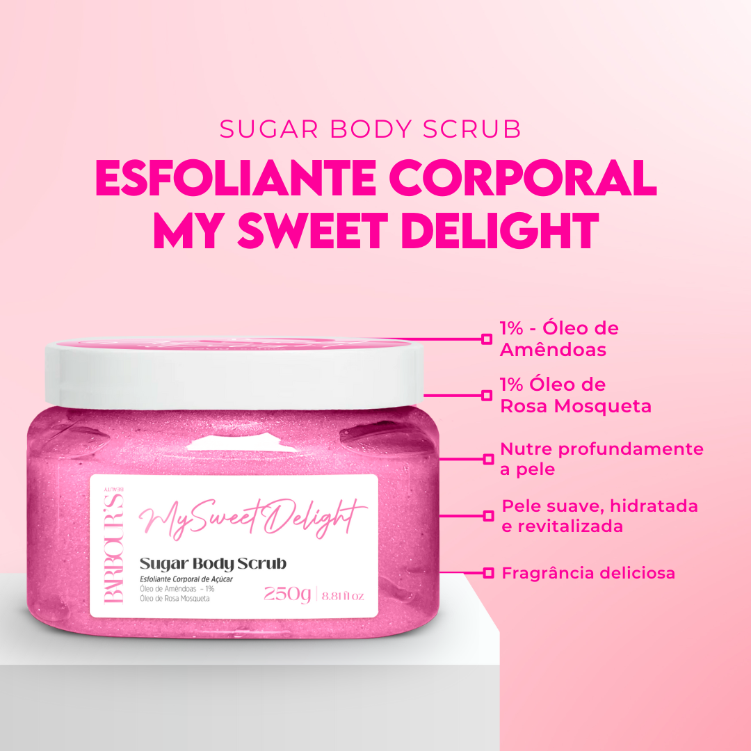 Kit Esfoliante Corporal, Body Splash e Perfume Capilar - My Sweet Delight