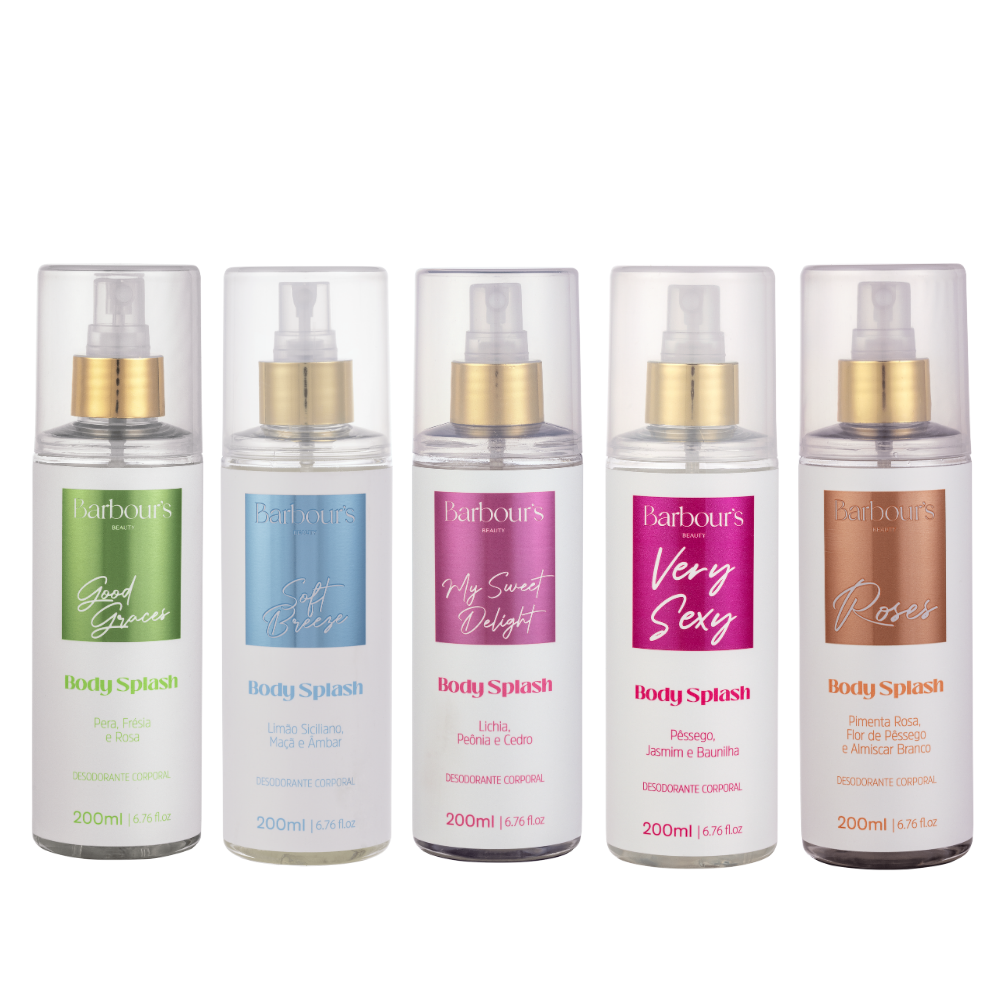 Kit 5 Body Splash Desodorante Colônia 200ml - Good Graces, Soft Breeze, My Sweet Delight, Very Sexy e Roses
